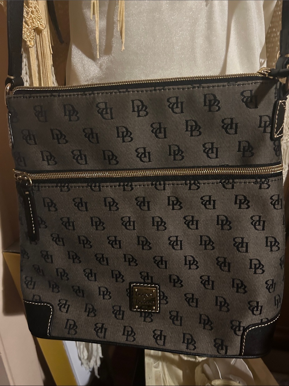 Dooney & Bourke Brown and Black Signature Crossbody Shoulder Bag